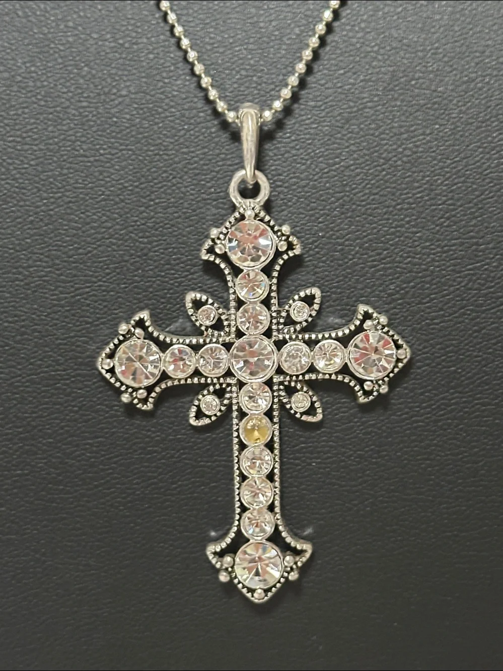 Premier Designs Grace Silver Tone Cross Necklace